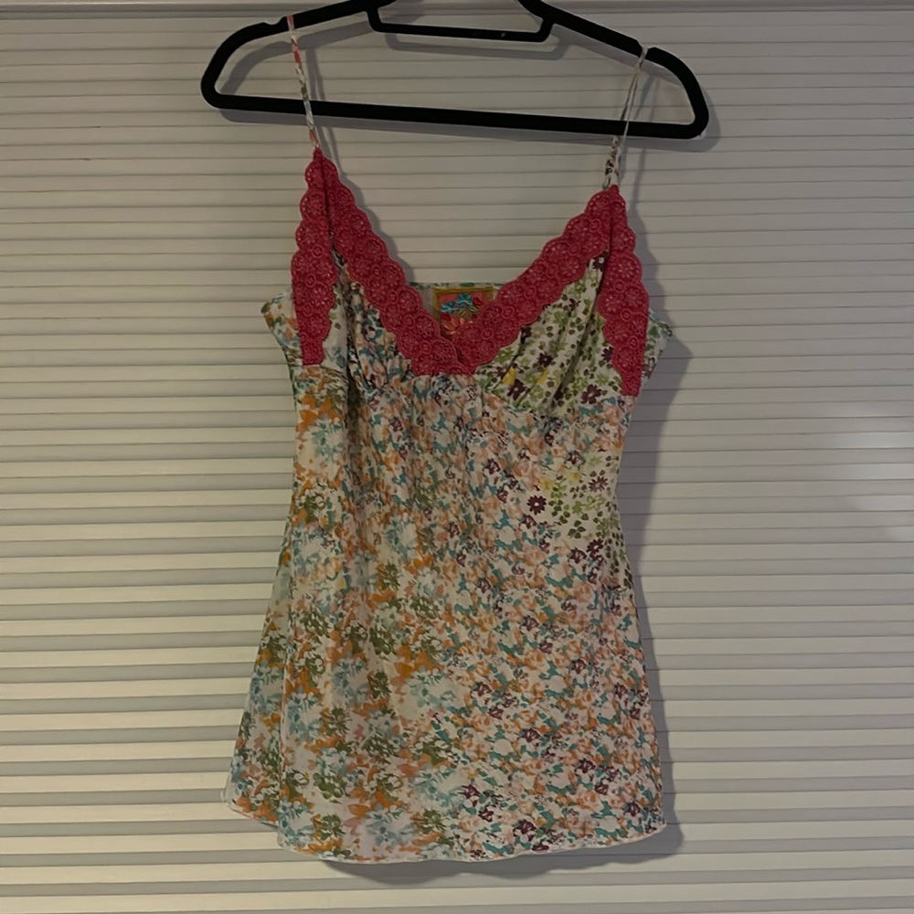 Silk Johnny Was Tank Top, lined and fitted size medium